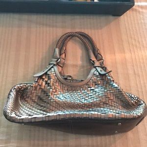 Genevieve Weave Triangle Tote. Metallic. Barely used. Cleaned in and out.